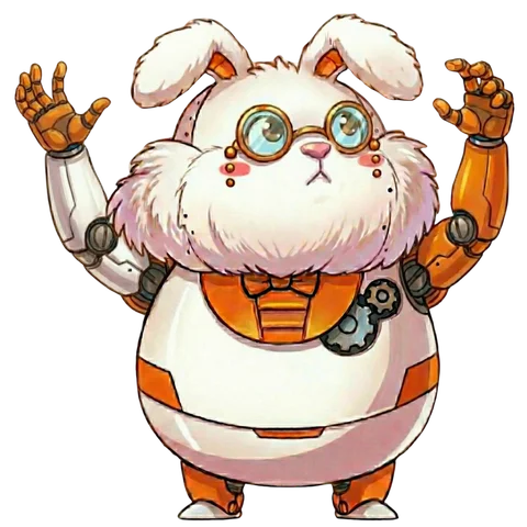 手を振る白うさぎ
