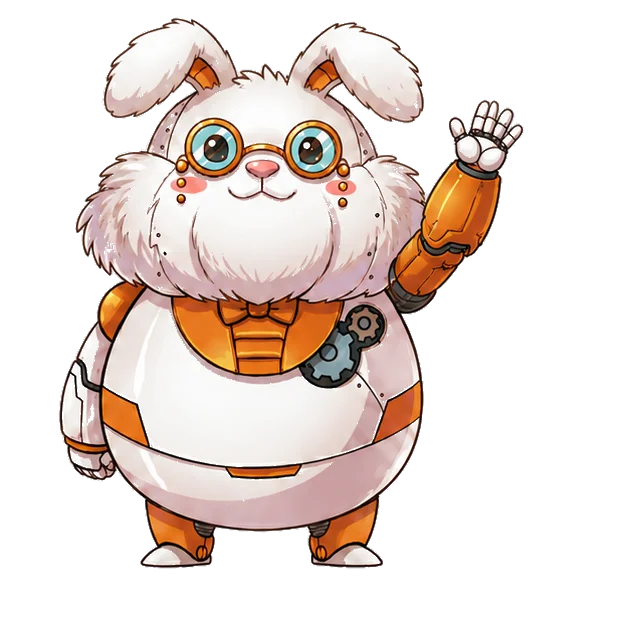 手を振る白うさぎ